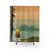 Scenic landscape shower curtain featuring nature and travel motifs