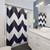 Navy Blue and White Chevron Stripe Shower Curtains