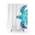 Coastal shower curtains with watercolor sea turtle design
