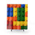 Fun kids shower curtains featuring construction games and toys