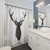 Charcoal Stag's Head with Antlers Shower Curtain
