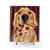 Golden Retriever Shower Curtain with Cute Dog Eating Pizza
