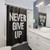 Motivational shower curtains with inspiring never give up quote