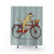 Dog riding a bicycle shower curtain with whimsical animal art