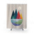 Somewhere Colorful Shower Curtains with landscape, dream, rainbow, and geometric designs
