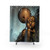 Introversion Shower Curtains featuring robotic and humorous artwork