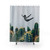 Surreal collage shower curtain with cactus and floral elements
