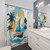 Sailboat between Palm Trees Shower Curtain