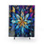 Colorful stained glass snowflake print shower curtains
