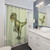 Raptor dinosaur eating a pizza slice shower curtain