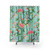 Bamboo Shower Curtains with Blue Green Bird and Blossom Pattern