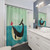 Whimsical bird and whale shower curtain design