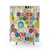 Math-themed shower curtain with geometric patterns and mathematical symbols