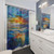 Liquid Cyan Shower Curtains with Colorful Abstract Design
