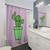 Cute cactus in green pot shower curtain