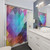 Patterned shower curtain with abstract, colorful design