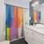 Vibrant abstract painting shower curtains by Canadian artist Claire Desjardins