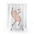 Funny shower curtain with illustrated 'Honest Blob' character