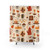 Festive Tea Time Shower Curtains featuring teacups, teapots, baking, and winter aesthetic
