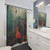 Vintage Shower Curtains featuring a collage design with a woman, birds, and a moody forest scene