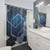 Blue geometric hexagon shower curtains