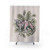 Parasaurolophus and palm leaves botanical art shower curtain