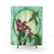 Whimsical fairy-themed shower curtain with hummingbird and floral designs