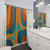 Retro Abstract Turquoise Blue Orange Shower Curtain