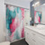 Abstract ink pink and teal pattern shower curtains