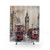Watercolor painting of the London city skyline on a shower curtain