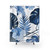 Abstract foliage shower curtains in blue and periwinkle
