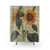 Botanical Sunflower Shower Curtains with Vintage Book Page Print