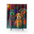 Colorful dog print shower curtain