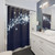 Shooting star shower curtains with a blue night sky and twinkling stars