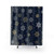 Navy Blue Shower Curtains with Gold and Silver Snowflakes