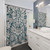 Teal Blue Floral Patterned Shower Curtains