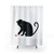 Whimsical cat-themed shower curtain with fantasy elements