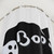 Cute ghost saying 'boo' shower curtain for Halloween bathroom decor