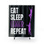 Cheer Shower Curtain with Eat Sleep Cheer Repeat Design
