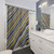 Modern Striped Shower Curtains in Blue, Grey and Mustard