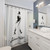 White shower curtain with Johnnie Walker logo