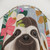 Cute Sloth Shower Curtain with Tropical Floral Design