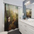 Whimsical shower curtain with surreal landscape and fantasy creatures"