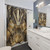 Art Deco Shower Curtains with Peacock Feather and Geometric Design