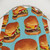 Retro Cheeseburger Pattern Blue Shower Curtain