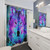 Disco-themed shower curtain with wolf design
