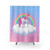 Pretty pink unicorn shower curtain with stars