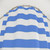 Light blue and white striped shower curtains
