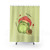 Cute kawaii frog with toadstool mushroom hat and snail cottagecore aesthetic shower curtain