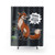 Motivational shower curtains with swirling foxes design